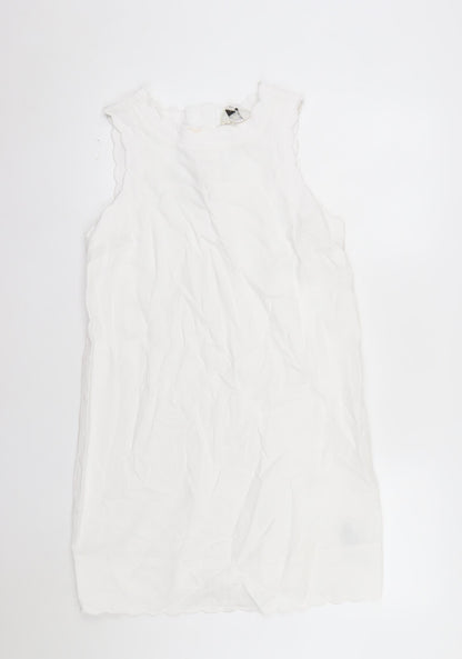 Marks and Spencer Women's White Linen Blend Sleeveless Shift Dress Size 10