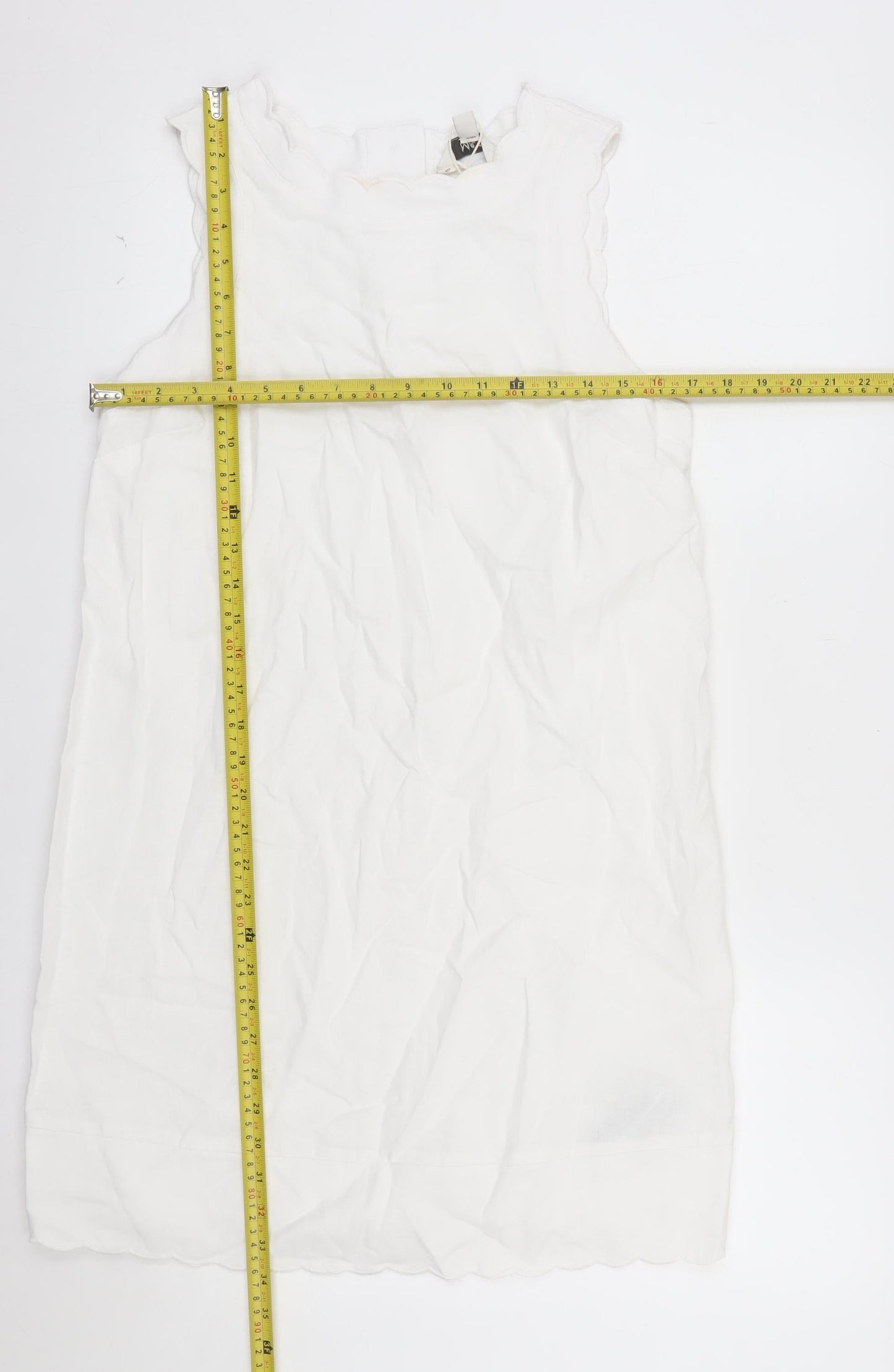 Marks and Spencer Women's White Linen Blend Sleeveless Shift Dress Size 10