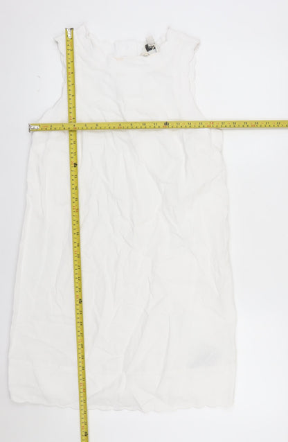 Marks and Spencer Women's White Linen Blend Sleeveless Shift Dress Size 10