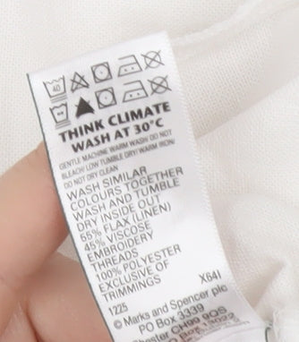 Marks and Spencer Women's White Linen Blend Sleeveless Shift Dress Size 10