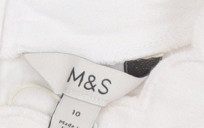 Marks and Spencer Women's White Linen Blend Sleeveless Shift Dress Size 10