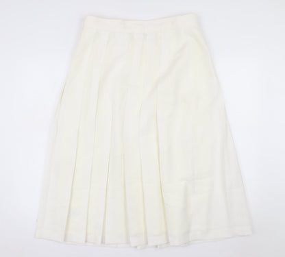 Marks and Spencer Women Ivory Pleated Midi Skirt Size 18 Lined