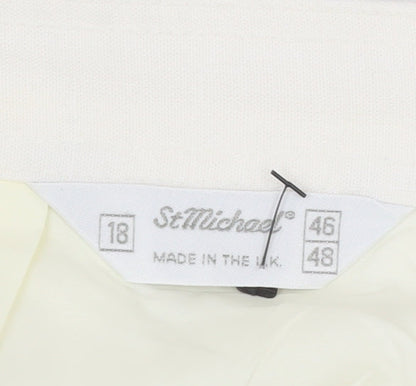 Marks and Spencer Women Ivory Pleated Midi Skirt Size 18 Lined