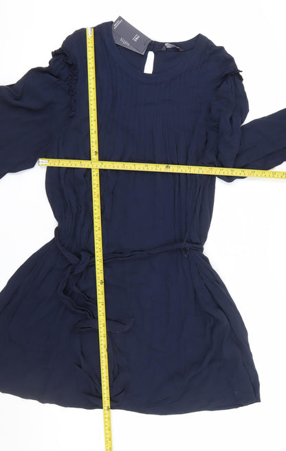 Marks and Spencer Women's Blue Size 24 Fit & Flare Pleated Dress