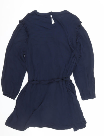 Marks and Spencer Women's Blue Size 24 Fit & Flare Pleated Dress