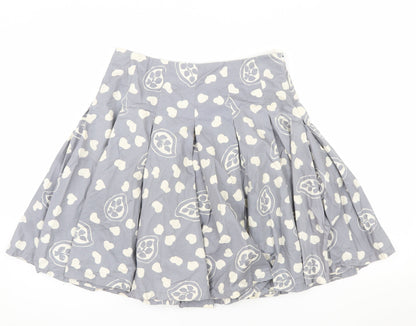 Toast Womens Grey Cotton A-Line Pleated Skirt Size 10