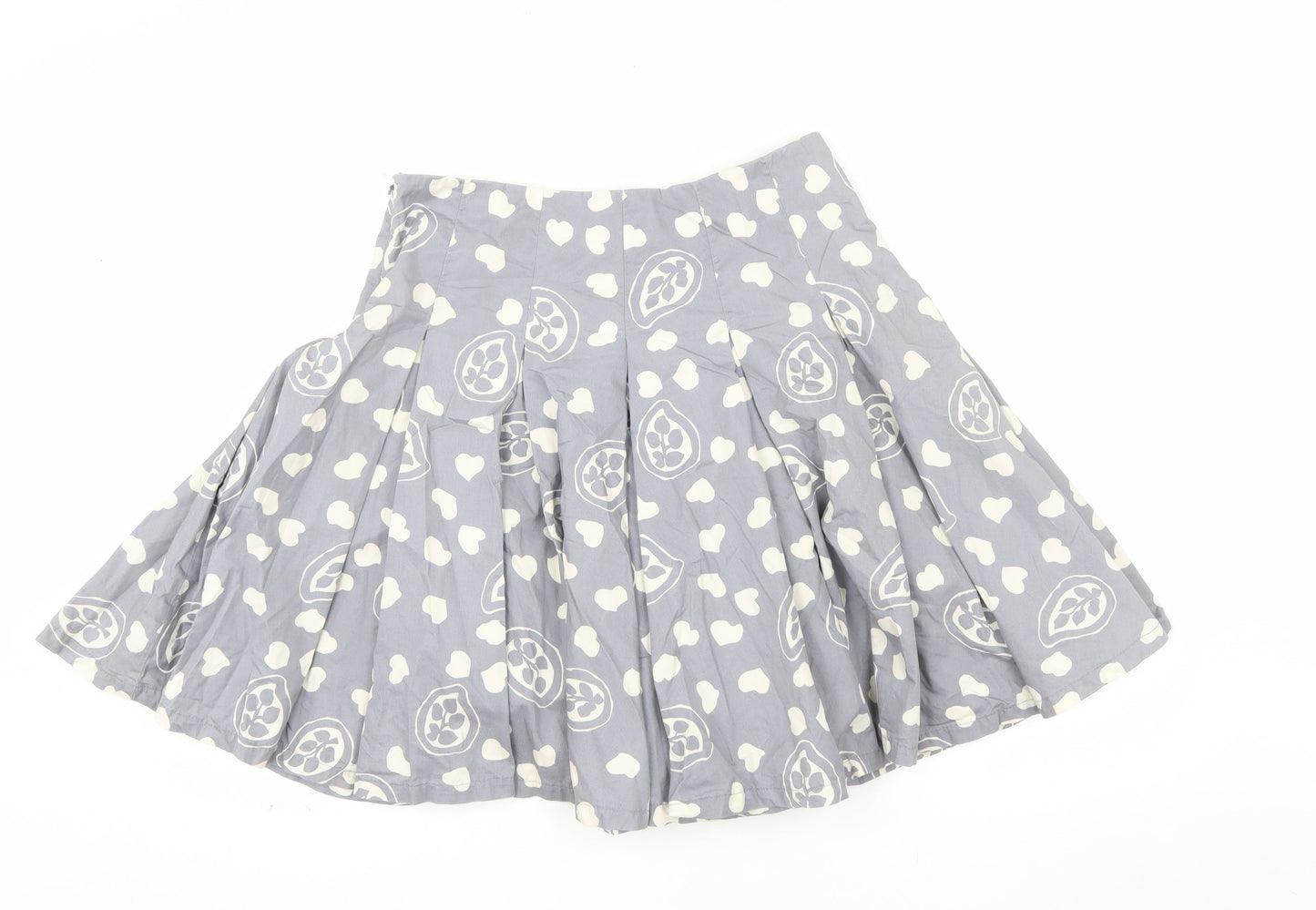 Toast Womens Grey Cotton A-Line Pleated Skirt Size 10