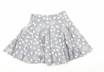 Toast Womens Grey Cotton A-Line Pleated Skirt Size 10