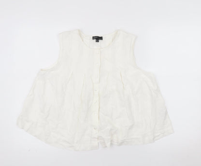 Nobody’s Child Women’s Ivory Linen Tunic Blouse UK 12