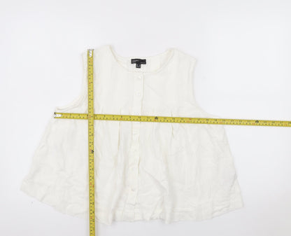 Nobody’s Child Women’s Ivory Linen Tunic Blouse UK 12