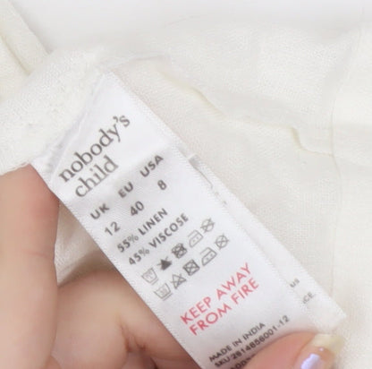 Nobody’s Child Women’s Ivory Linen Tunic Blouse UK 12