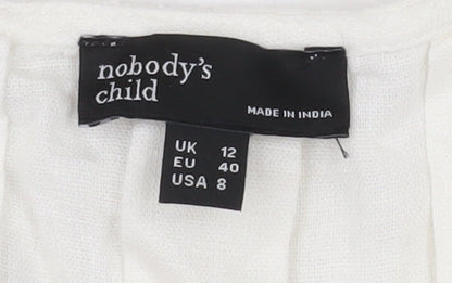 Nobody’s Child Women’s Ivory Linen Tunic Blouse UK 12
