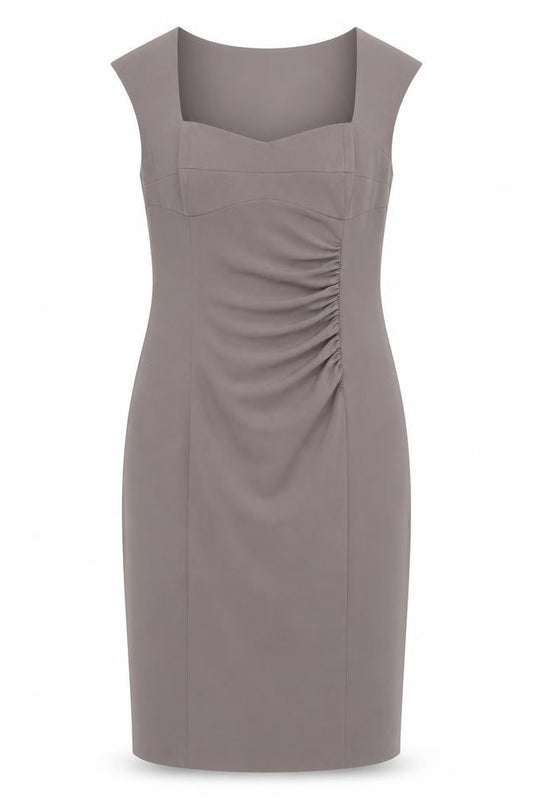 Front view of L.K. Bennett Women's Brown Sheath Dress UK 14 Knee Length Workwear