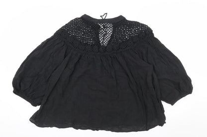Marks and Spencer Per Una Women's Black Crochet Boho Blouse Size 14
