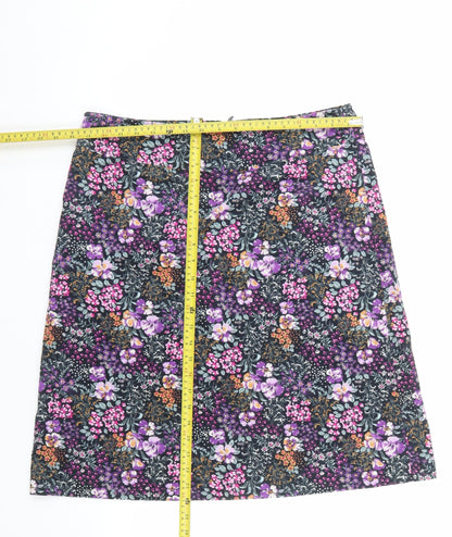 Laura Ashley Women’s Multicoloured Floral A-Line Corduroy Skirt UK 14