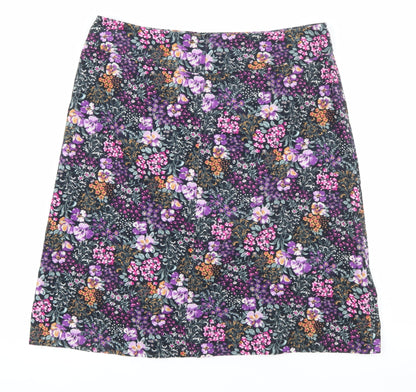 Laura Ashley Women’s Multicoloured Floral A-Line Corduroy Skirt UK 14