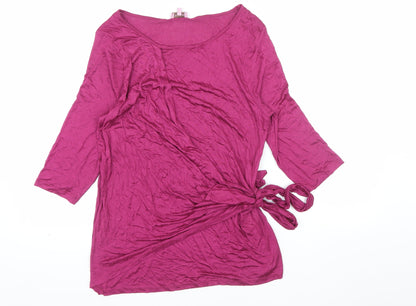 Phase Eight Women's Pink Wrap Blouse Size 14 Viscose 3/4 Sleeve