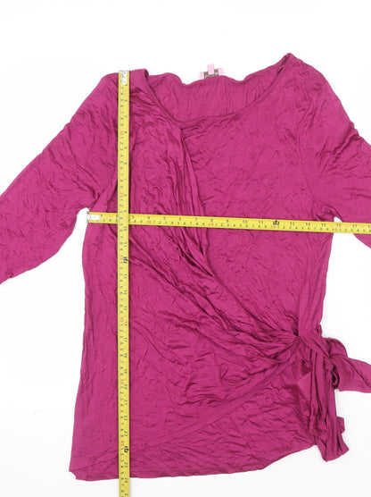 Phase Eight Women's Pink Wrap Blouse Size 14 Viscose 3/4 Sleeve