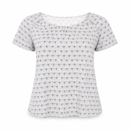 Fat Face Women Grey Patterned Viscose Short Sleeve T-Shirt Size 10