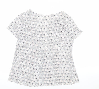 Fat Face Women Grey Patterned Viscose Short Sleeve T-Shirt Size 10