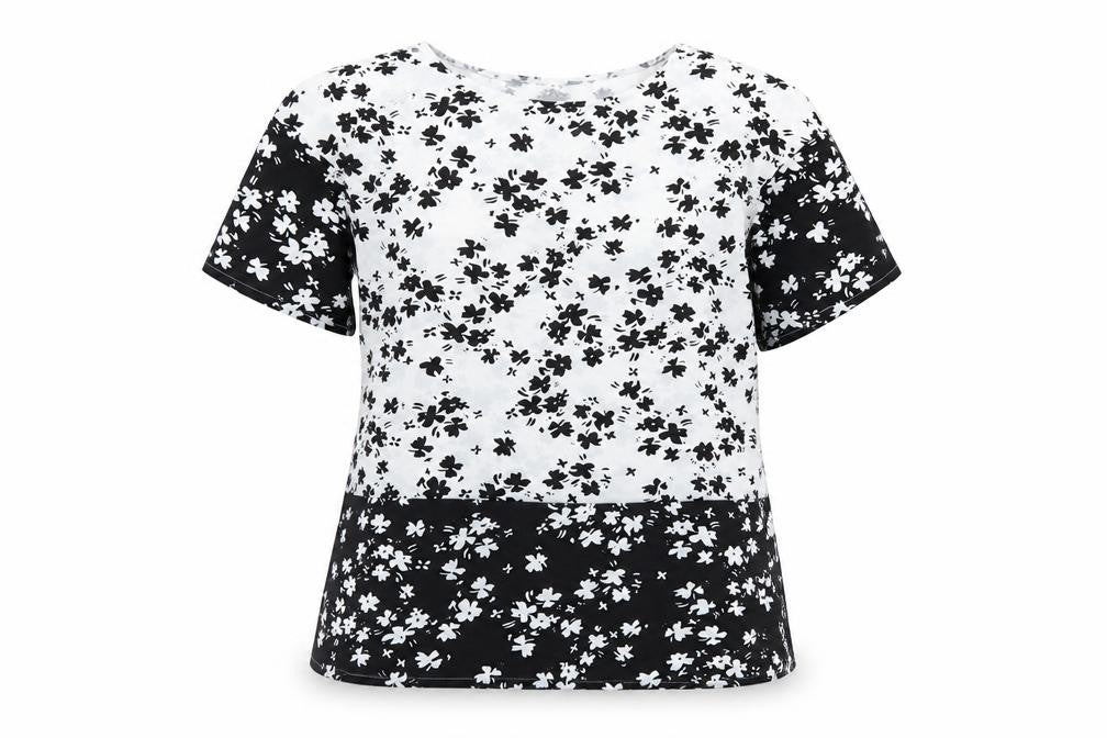 Lipsy Women’s Black Floral Tunic Blouse UK 8 Short Sleeve Polyester