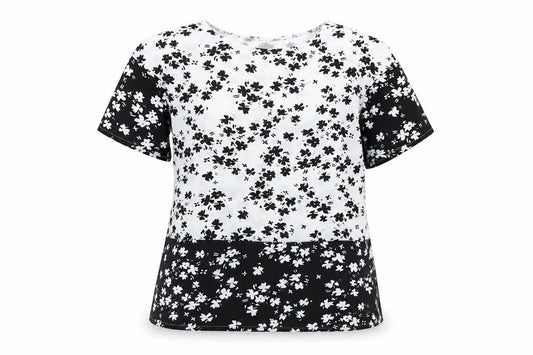 Lipsy Women’s Black Floral Tunic Blouse UK 8 Short Sleeve Polyester