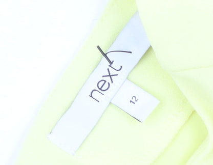 Next Women Yellow Shift Dress Size 12 V-Neck Puff Sleeve Woven