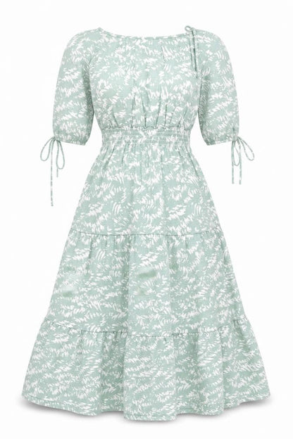 QED London Women’s Green Floral Midi Fit & Flare Dress Size 8
