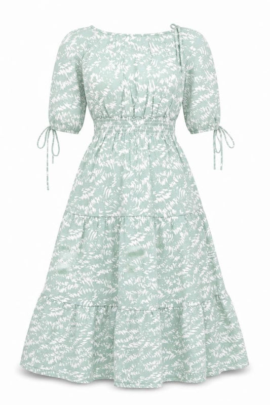 QED London Women’s Green Floral Midi Fit & Flare Dress Size 8
