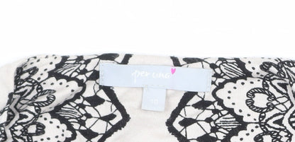 Marks and Spencer Per Una Women’s Black Geometric Tunic Top Size 10