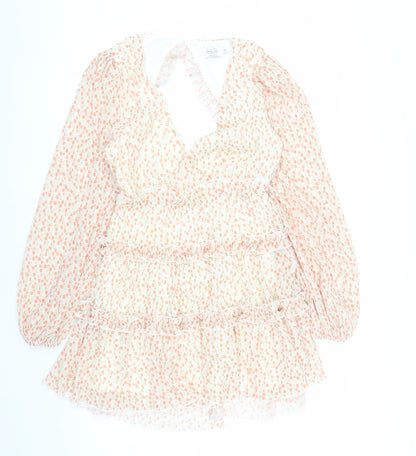 NA-KD Women’s Multicoloured Floral Ruffle A-Line Dress Size 10