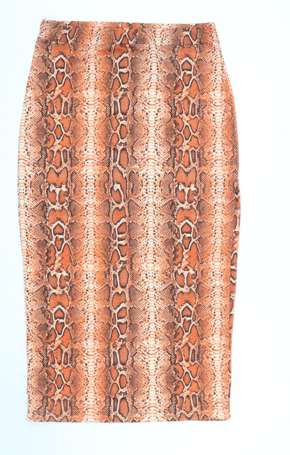 ASOS Women Brown Animal Print Pencil Skirt Size 18 Stretch