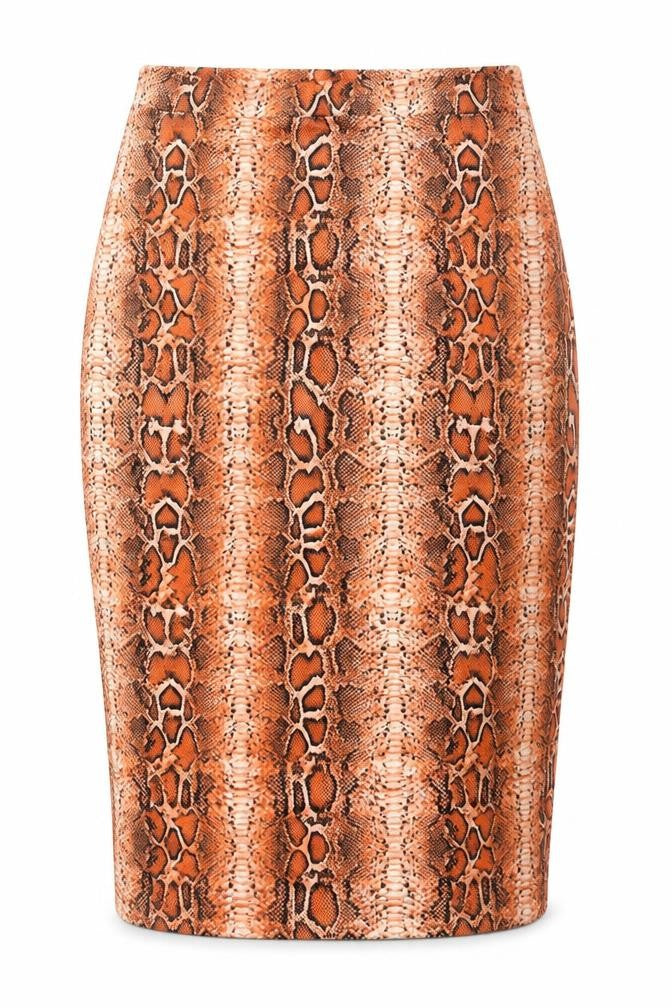 ASOS Women Brown Animal Print Pencil Skirt Size 18 Stretch