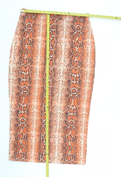 ASOS Women Brown Animal Print Pencil Skirt Size 18 Stretch