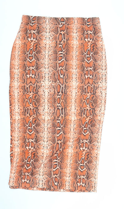 ASOS Women Brown Animal Print Pencil Skirt Size 18 Stretch