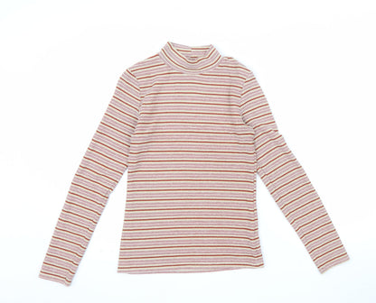 Next Women’s Multicoloured Striped Mock Neck Long Sleeve Top Size 6