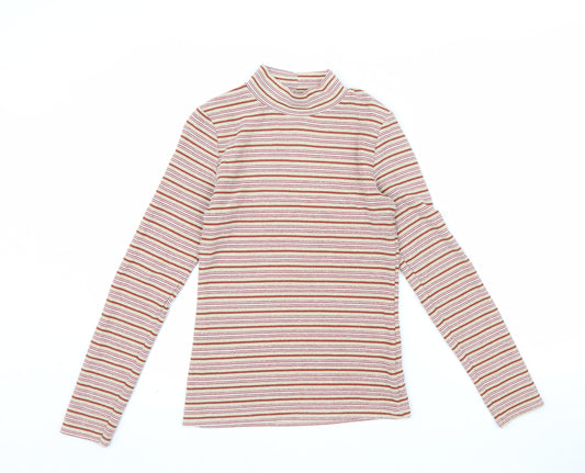 Next Women’s Multicoloured Striped Mock Neck Long Sleeve Top Size 6