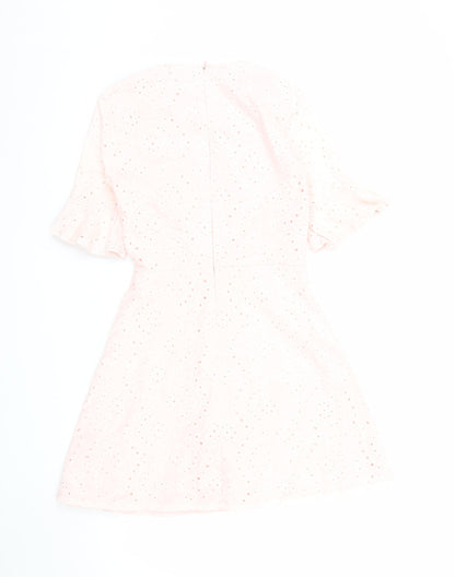 PrettyLittleThing Women Pink Fit & Flare Lace Dress Size 6