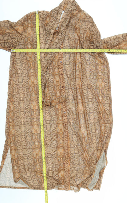 Next Women Brown Snake Print Shirt Dress Size 22 Plus Fit