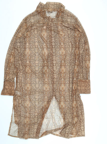 Next Women Brown Snake Print Shirt Dress Size 22 Plus Fit