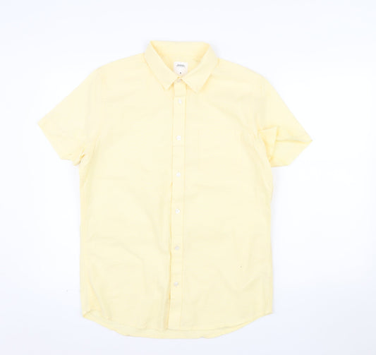 Burton Menswear London Men's Yellow Short Sleeve Cotton Casual Shirt M