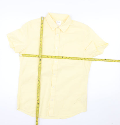 Burton Menswear London Men's Yellow Short Sleeve Cotton Casual Shirt M
