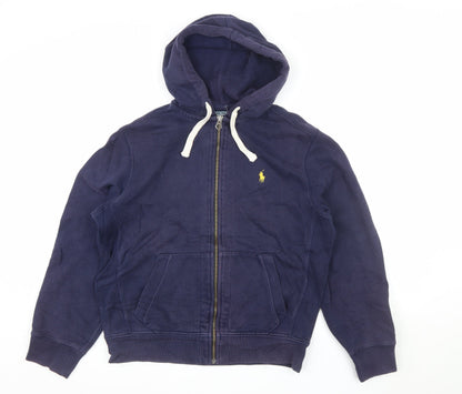 Ralph Lauren Men's Blue Full Zip Hoodie Size M Fleece Cotton Blend