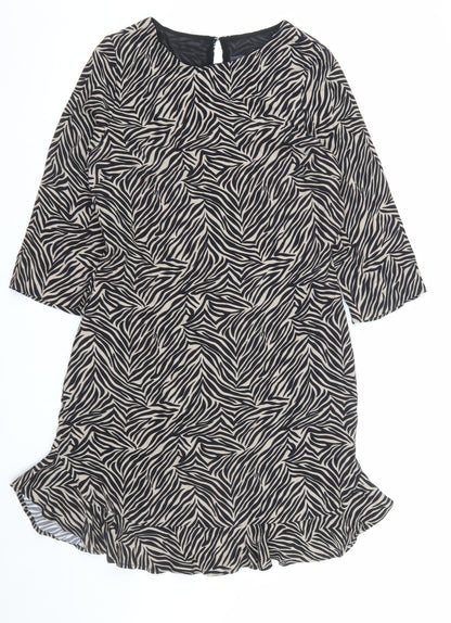 Sosandar Women’s Black Zebra Print Shift Dress Size 10