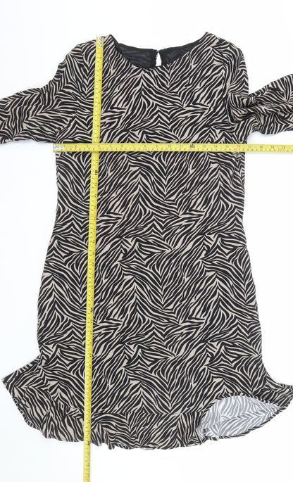 Sosandar Women’s Black Zebra Print Shift Dress Size 10