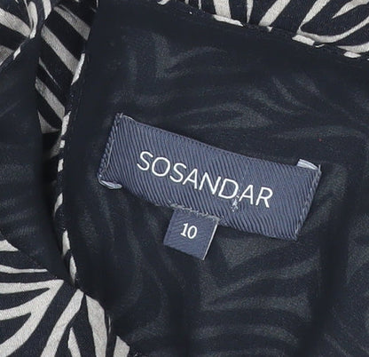 Sosandar Women’s Black Zebra Print Shift Dress Size 10
