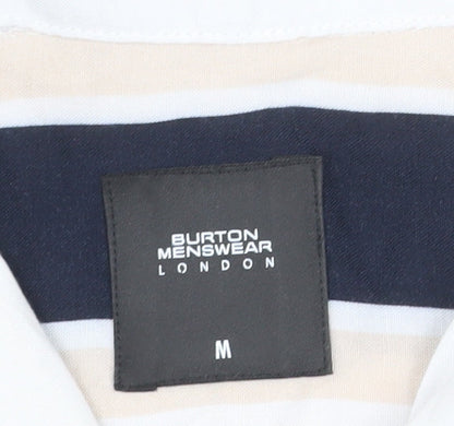Burton Menswear London Men's Multicoloured Striped Short Sleeve Button-Up Shirt Size M