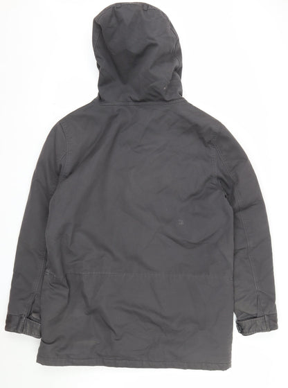 GAP Men's Grey Parka Jacket L Cotton Hooded Winter Coat