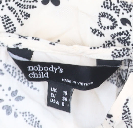 Nobody's Child Women Ivory Floral A-Line Midi Dress Size 10