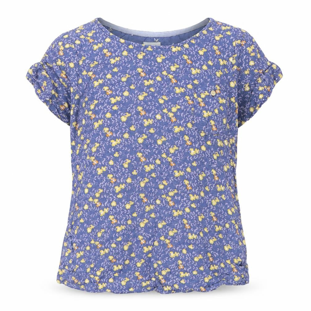 Mantaray Women's Blue Floral Viscose Short Sleeve T-Shirt Size 10